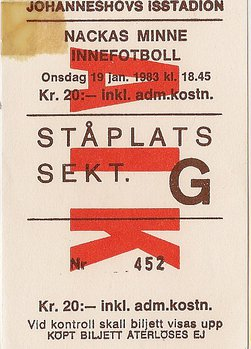 Onsdag 19 januari 1983  BK Häcken - AIK 2-1 (?-0)  Johanneshovs Isstadion, Stockholm