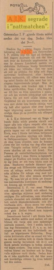 Måndag 23 april 1923, kl 18:15  AIK - Östermalms IF 3-1 (0-0)  Stockholms stadion, Stockholm