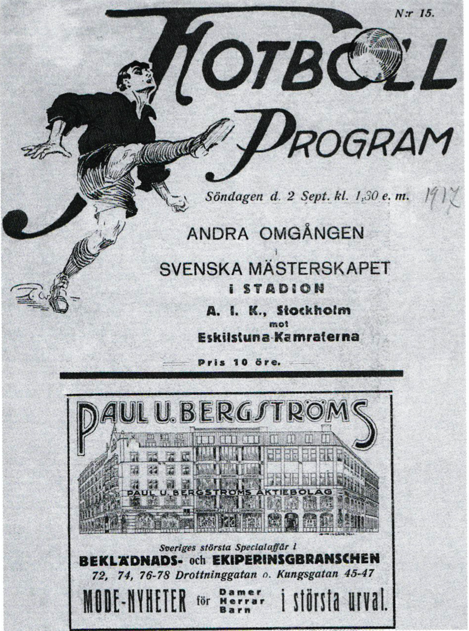 Söndag 2 september 1917  AIK - IFK Eskilstuna 2-0 (0-0)  Råsunda Fotbollstadion, Solna